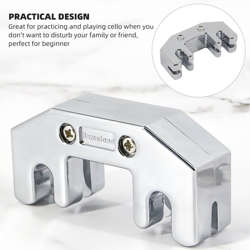 Domofa Cello Mute Metal Violoncello Practice Silencer for Cello Replacement Parts (Silver) - Image 2